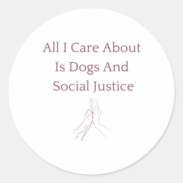 Redonda Pegatina De Justicia Social Y Perros (Anverso)