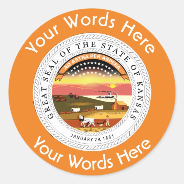 Redonda Pegatina de Kansas Great Seal Personalizado (Anverso)
