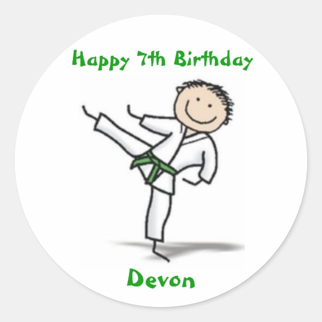 Redonda Pegatina de karate - cinturón verde (Anverso)