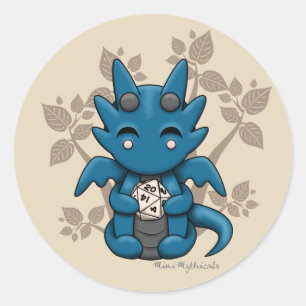 Redonda Pegatina de Kawaii Dice Dragon