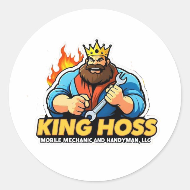 Redonda Pegatina de King Hoss (Anverso)