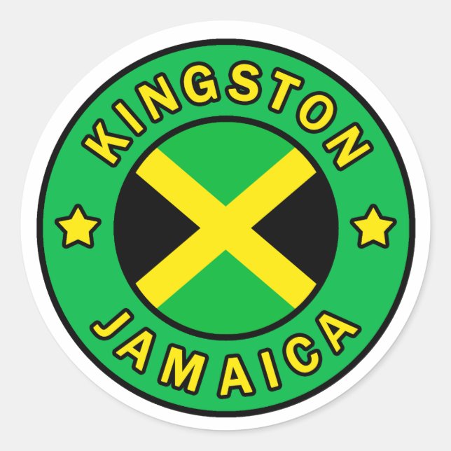 Redonda Pegatina de Kingston Jamaica (Anverso)