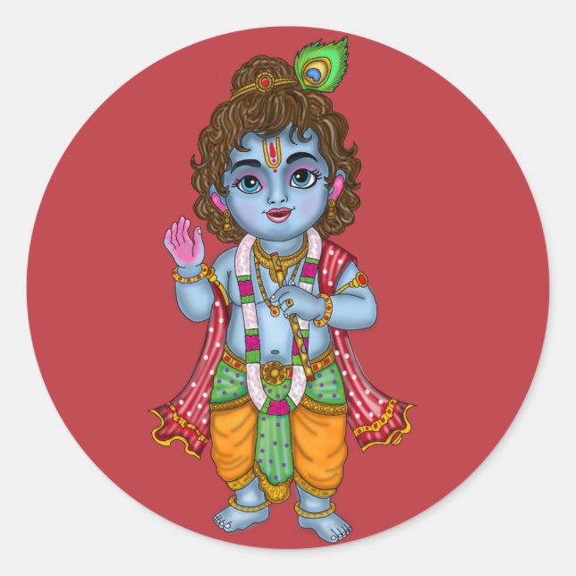 Redonda Pegatina de Krishna niño (Anverso)