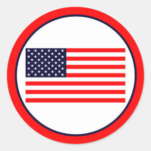 Redonda Pegatina de la bandera americana