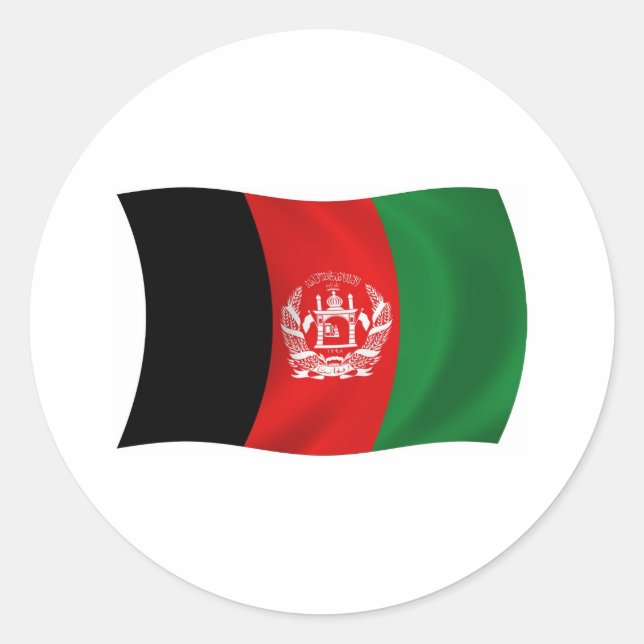 Redonda Pegatina de la bandera de Afganistán (Anverso)