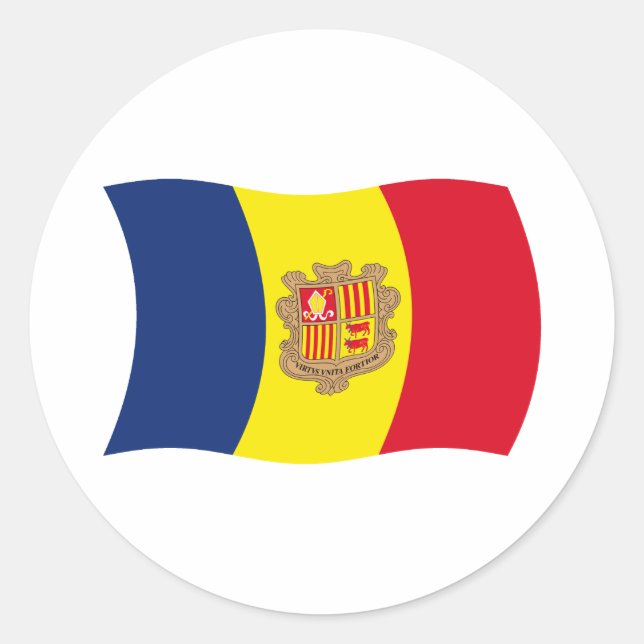 Redonda Pegatina de la bandera de Andorra (Anverso)