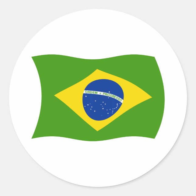 Redonda Pegatina de la bandera de Brasil (Anverso)