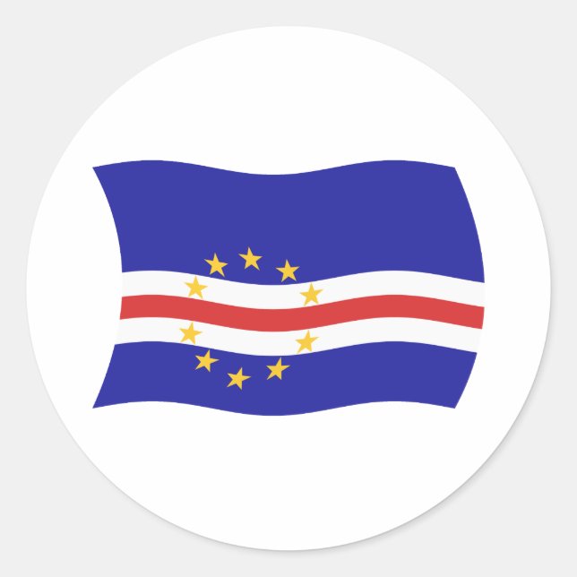 Redonda Pegatina de la bandera de Cabo Verde (Anverso)