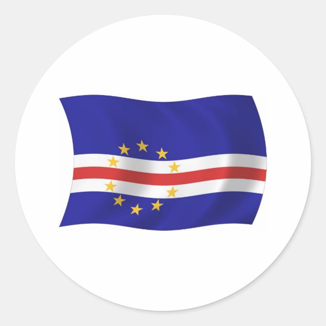 Redonda Pegatina de la bandera de Cabo Verde (Anverso)