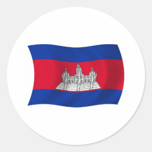 Redonda Pegatina de la bandera de Camboya