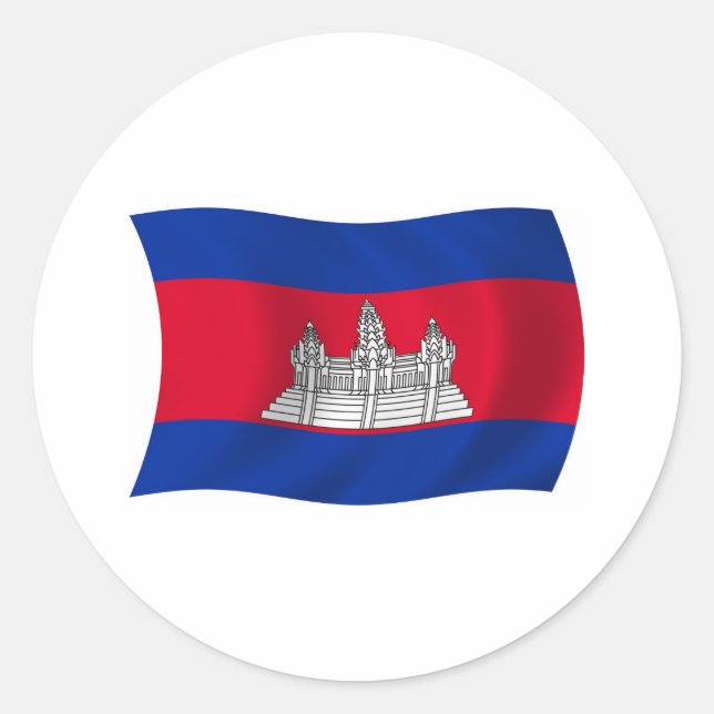 Redonda Pegatina de la bandera de Camboya (Anverso)
