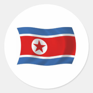 Redonda Pegatina de la bandera de Corea del Norte