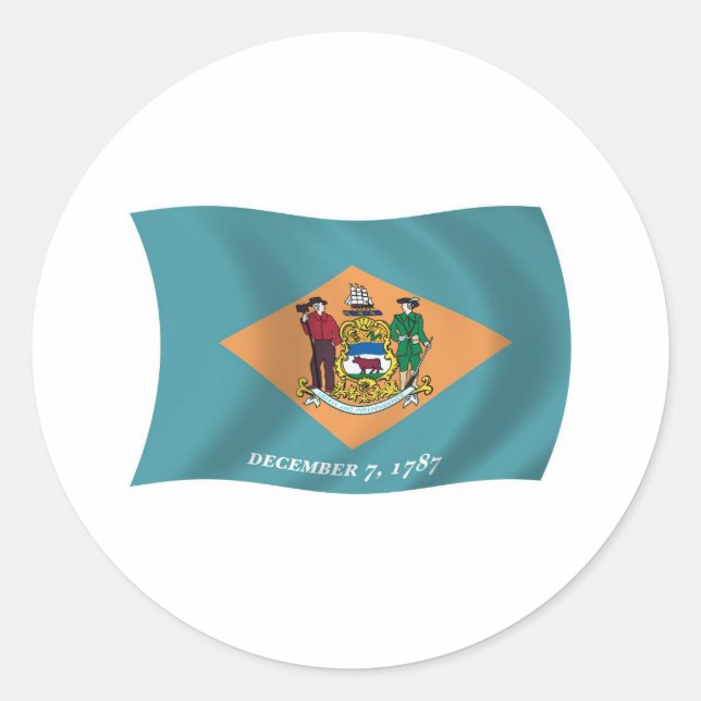 Redonda Pegatina de la bandera de Delaware (Anverso)