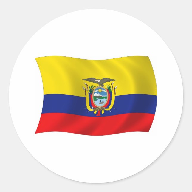 Redonda Pegatina de la bandera de Ecuador (Anverso)