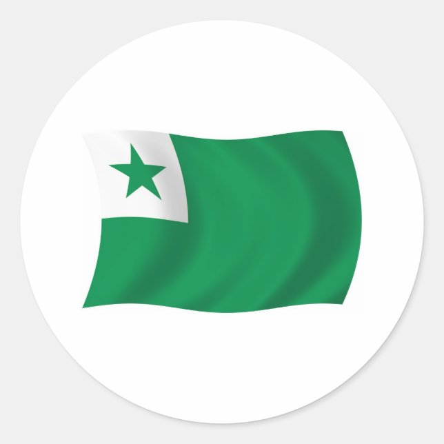 Redonda Pegatina de la bandera de Esperanto (Anverso)