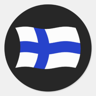 Redonda Pegatina de la bandera de Finlandia