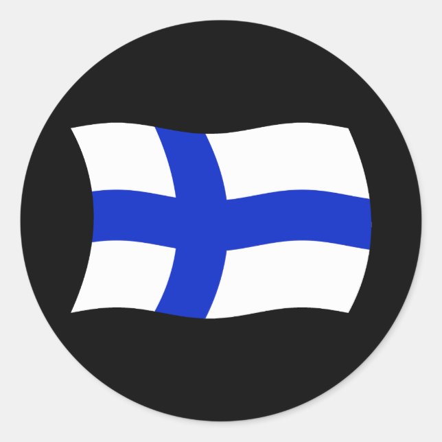 Redonda Pegatina de la bandera de Finlandia (Anverso)