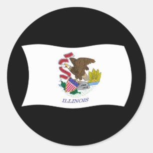 Redonda Pegatina de la bandera de Illinois