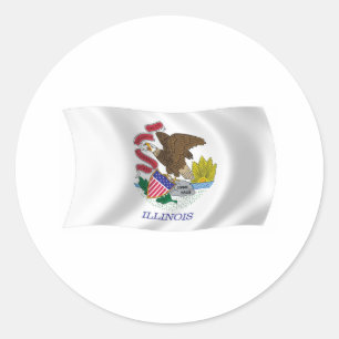 Redonda Pegatina de la bandera de Illinois