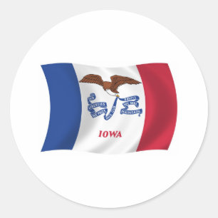 Redonda Pegatina de la bandera de Iowa