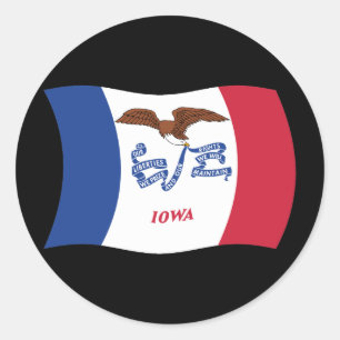 Redonda Pegatina de la bandera de Iowa