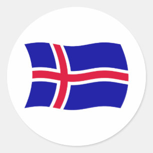 Redonda Pegatina de la bandera de Islandia