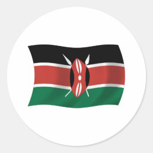 Redonda Pegatina de la bandera de Kenia