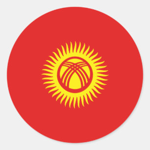 Redonda Pegatina de la bandera de Kirguistán Fisheye