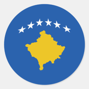 Redonda Pegatina de la bandera de Kosovo Fisheye