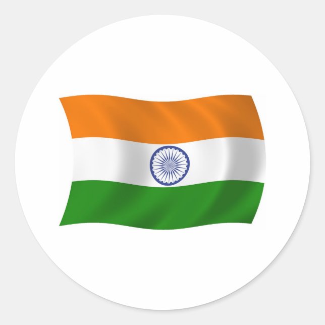 Redonda Pegatina de la bandera de la India (Anverso)