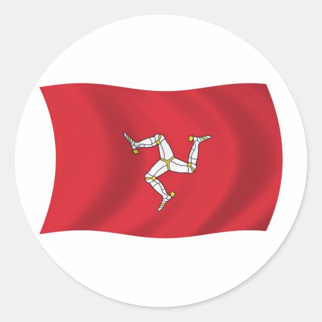 Redonda Pegatina de la bandera de la Isla de Man (Anverso)