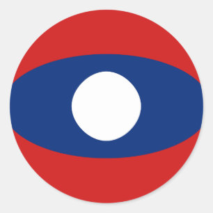 Redonda Pegatina de la bandera de Laos con efecto ojo de p