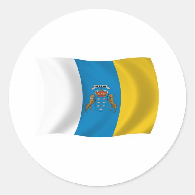 Redonda Pegatina de la bandera de las Islas Canarias (Anverso)
