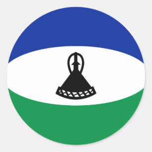 Redonda Pegatina de la bandera de Lesotho con efecto ojo d