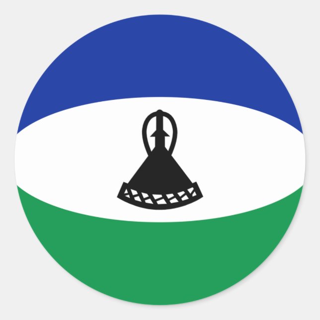 Redonda Pegatina de la bandera de Lesotho con efecto ojo d (Anverso)