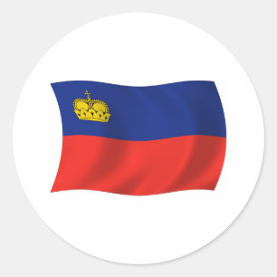Redonda Pegatina de la bandera de Liechtenstein