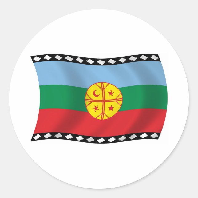 Redonda Pegatina de la bandera de los mapuches (Anverso)