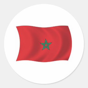 Redonda Pegatina de la bandera de Marruecos