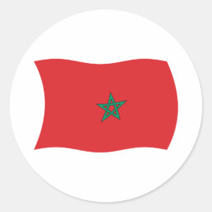 Redonda Pegatina de la bandera de Marruecos
