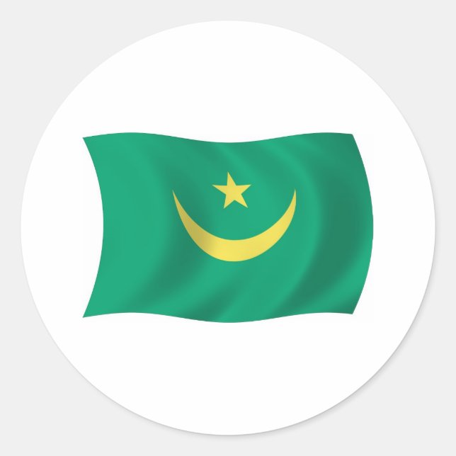Redonda Pegatina de la bandera de Mauritania (Anverso)