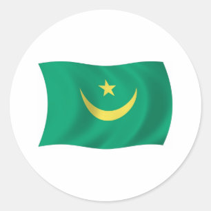 Redonda Pegatina de la bandera de Mauritania