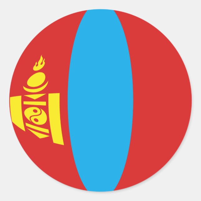 Redonda Pegatina de la bandera de Mongolia con efecto ojo  (Anverso)