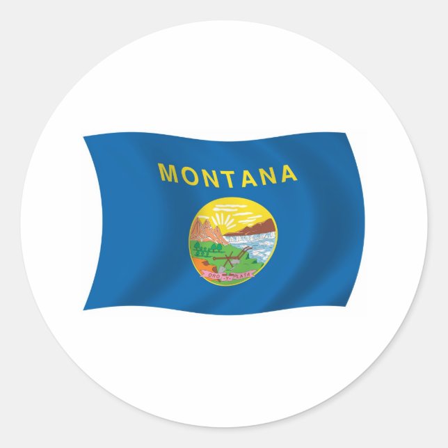 Redonda Pegatina de la bandera de Montana (Anverso)