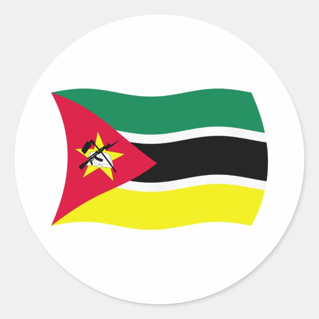 Redonda Pegatina de la bandera de Mozambique (Anverso)