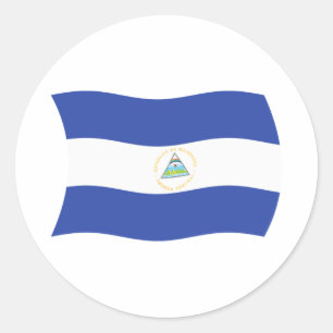Redonda Pegatina de la bandera de Nicaragua
