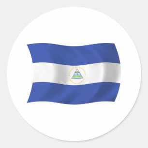 Redonda Pegatina de la bandera de Nicaragua