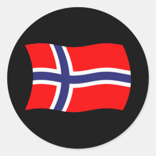 Redonda Pegatina de la bandera de Noruega