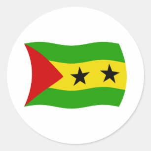 Redonda Pegatina de la bandera de Santo Tomé y Príncipe