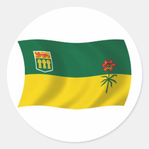 Redonda Pegatina de la bandera de Saskatchewan