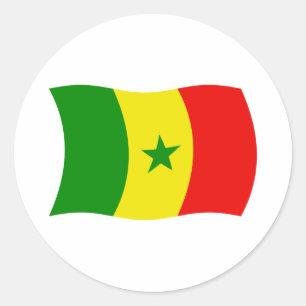 Redonda Pegatina de la bandera de Senegal